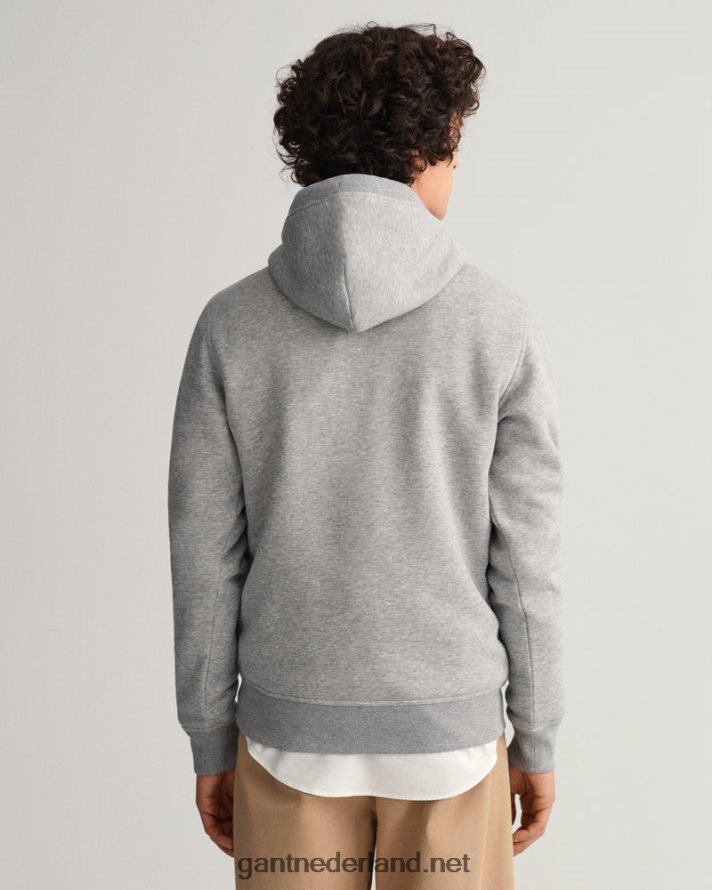 GANT Heren grijs gemêleerd archief schild hoodie R48460235