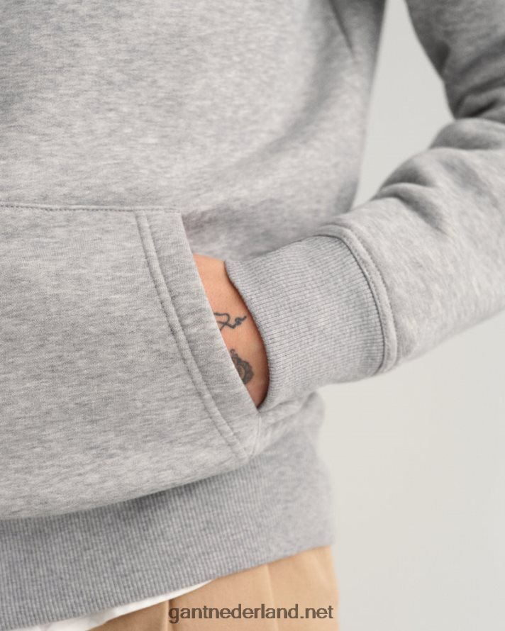 GANT Heren grijs gemêleerd archief schild hoodie R48460235