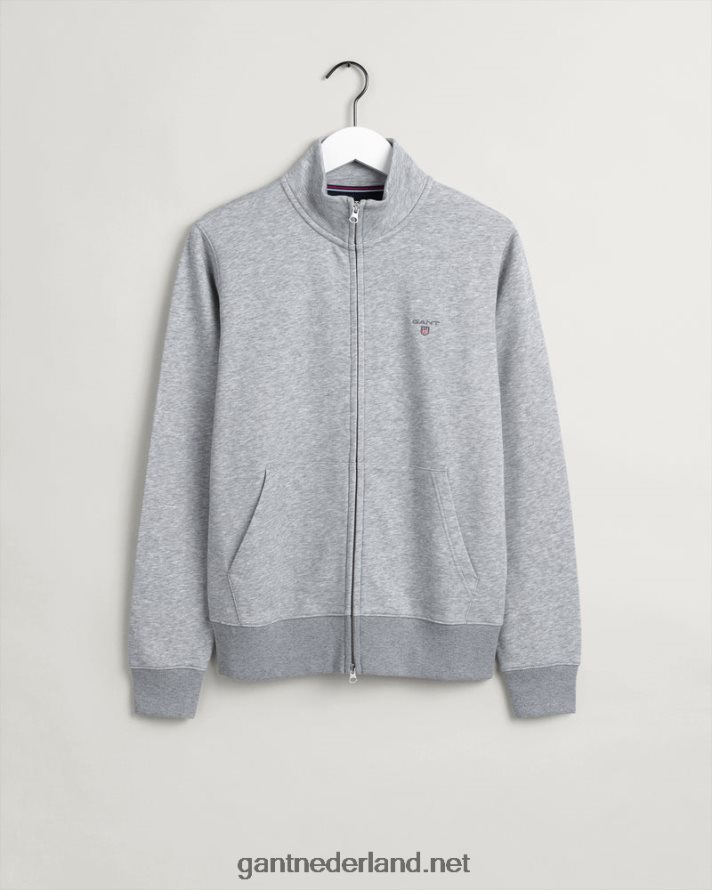 GANT Heren grijs gemêleerd origineel vest met volledige ritssluiting R48460279