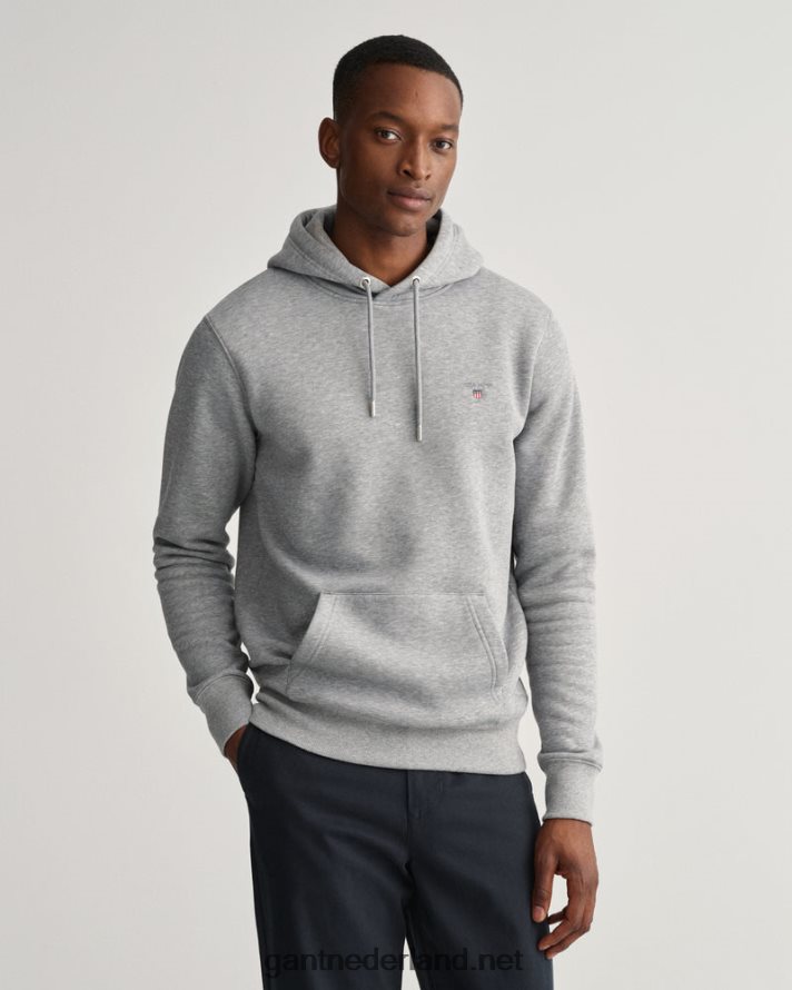 GANT Heren grijs gemêleerd originele sweat-hoodie R48460286