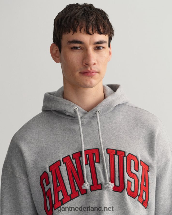 GANT Heren grijs gemêleerd usa grafische sweat hoodie R48460226