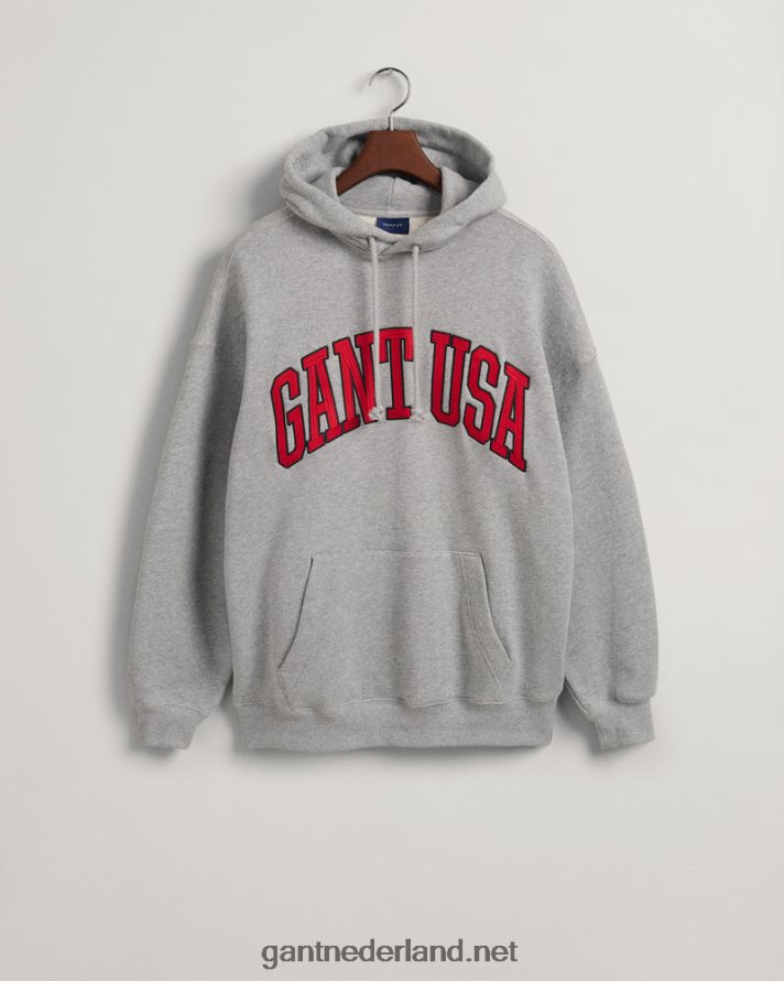 GANT Heren grijs gemêleerd usa grafische sweat hoodie R48460226