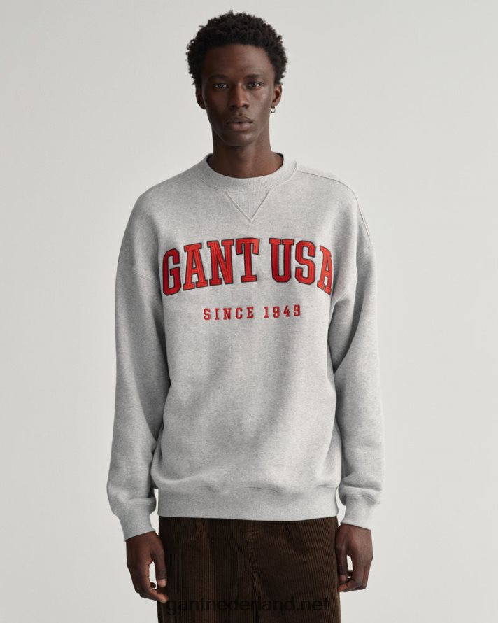 GANT Heren grijs gemêleerd usa graphic sweatshirt met ronde hals R48460230