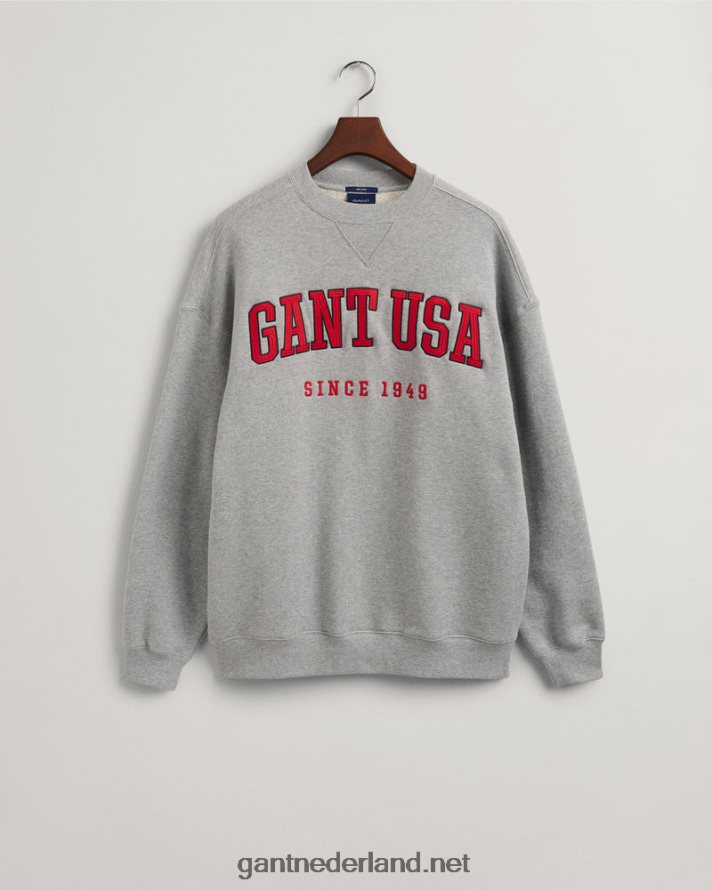 GANT Heren grijs gemêleerd usa graphic sweatshirt met ronde hals R48460230