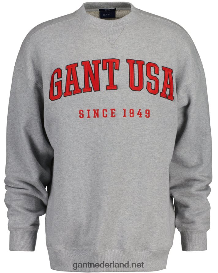 GANT Heren grijs gemêleerd usa graphic sweatshirt met ronde hals R48460230