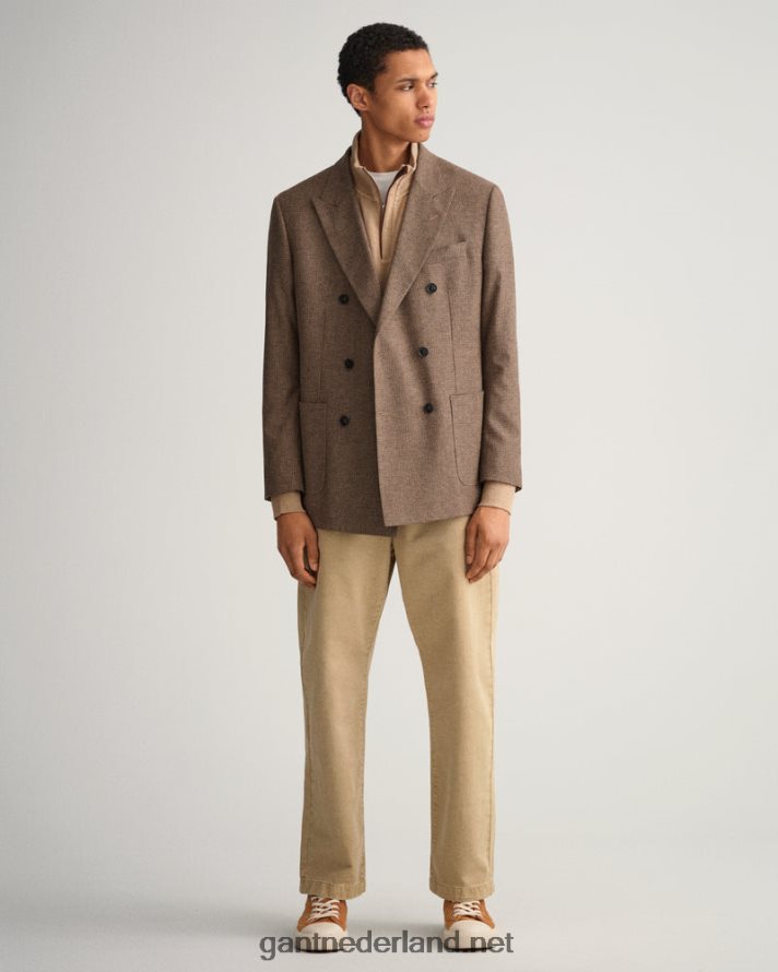 GANT Heren kaki meel geribd sweatshirt met halve rits R48460232