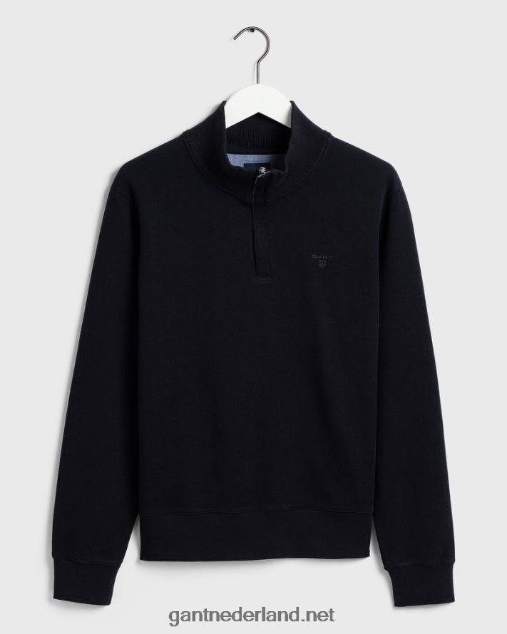 GANT Heren marine geribd sweatshirt met halve rits R48460263
