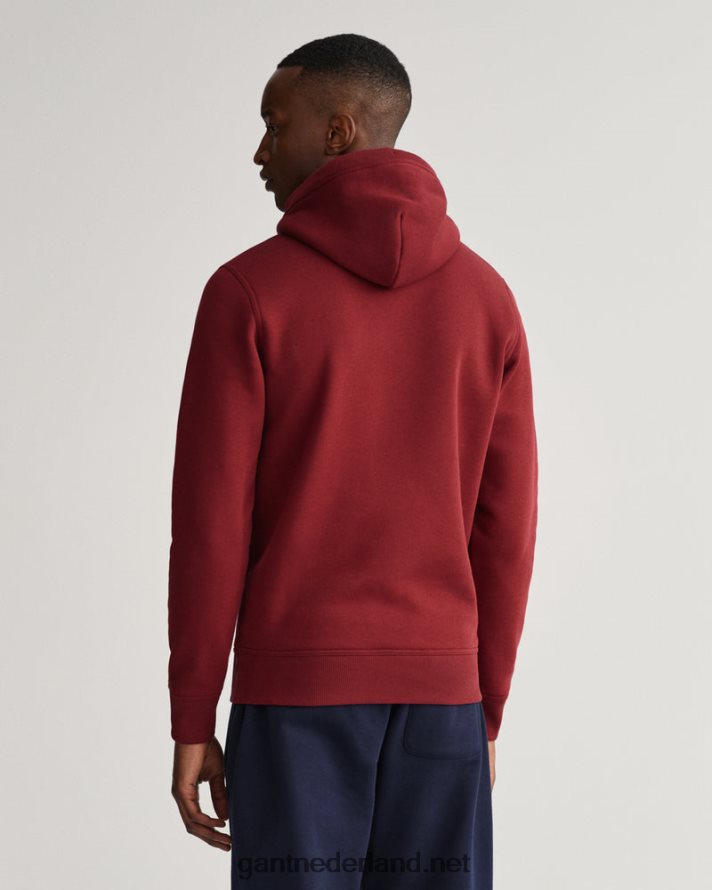 GANT Heren rood geplooid archief schild hoodie R48460233