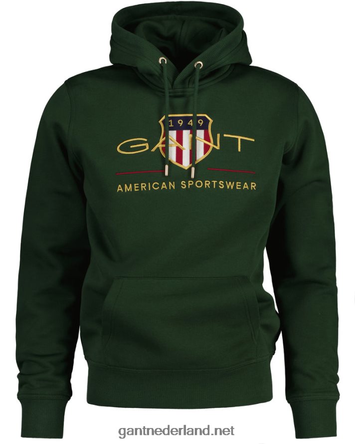 GANT Heren storm groen archief schild hoodie R48460234