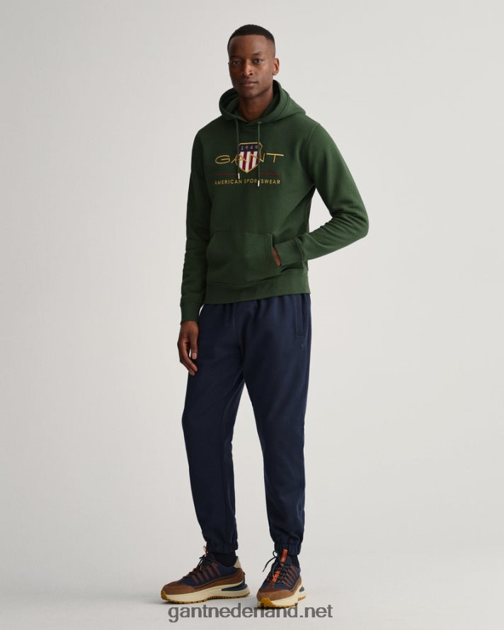 GANT Heren storm groen archief schild hoodie R48460234