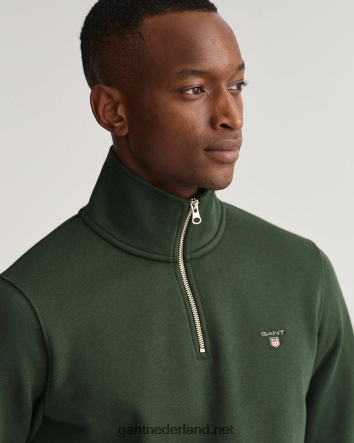 GANT Heren storm groen origineel sweatshirt met halve ritssluiting R48460251