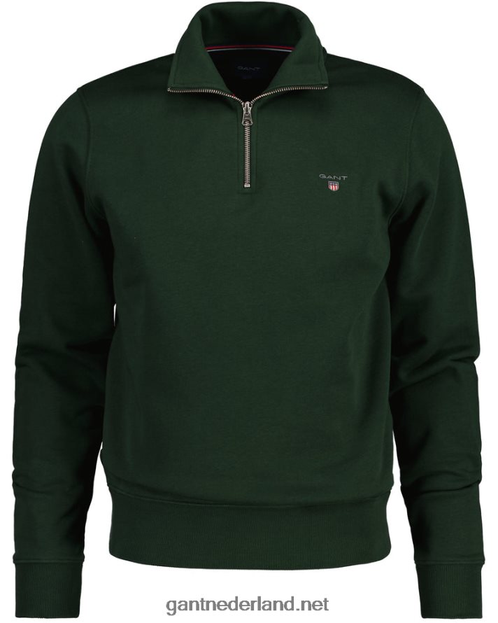 GANT Heren storm groen origineel sweatshirt met halve ritssluiting R48460251