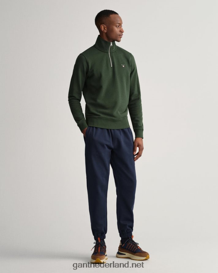 GANT Heren storm groen origineel sweatshirt met halve ritssluiting R48460251