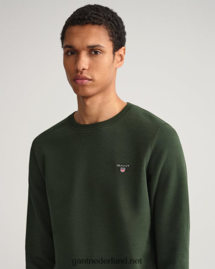 GANT Heren storm groen origineel sweatshirt met ronde hals R48460259