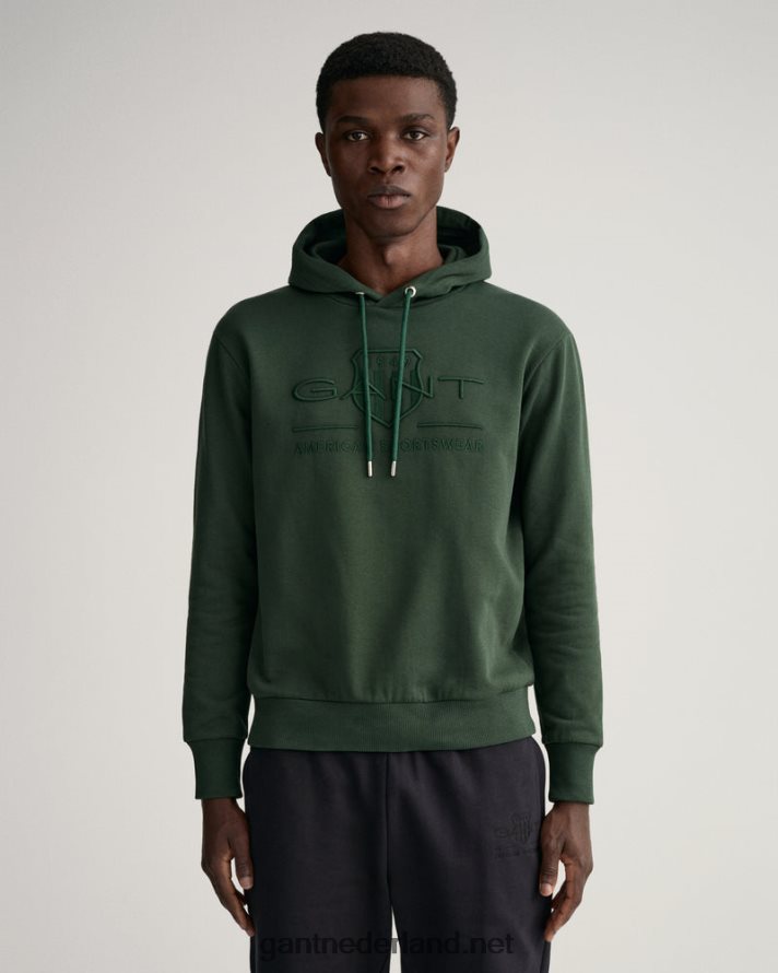 GANT Heren storm groen ton-sur-ton archief schild hoodie R48460261