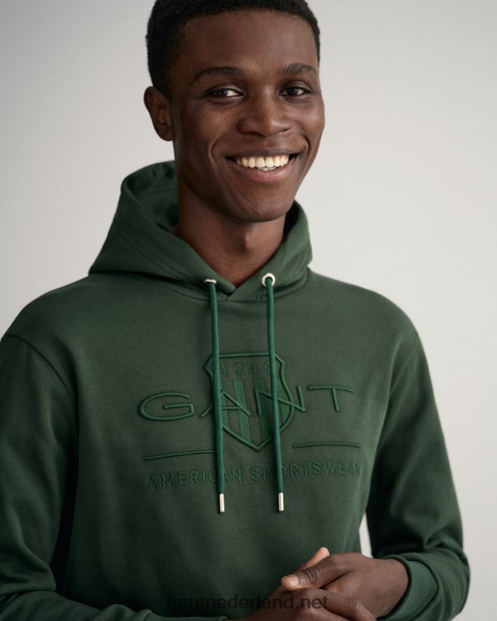 GANT Heren storm groen ton-sur-ton archief schild hoodie R48460261