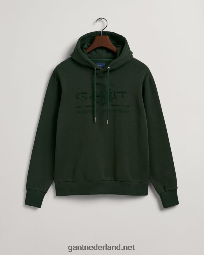 GANT Heren storm groen ton-sur-ton archief schild hoodie R48460261