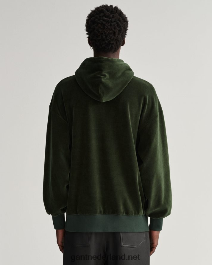 GANT Heren storm groen velours hoodie R48460229