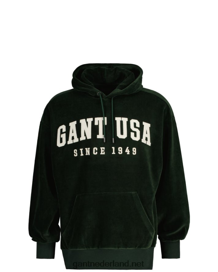 GANT Heren storm groen velours hoodie R48460229
