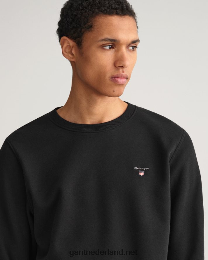 GANT Heren zwart origineel sweatshirt met ronde hals R48460276