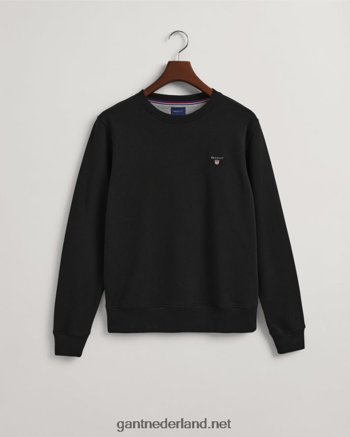 GANT Heren zwart origineel sweatshirt met ronde hals R48460276
