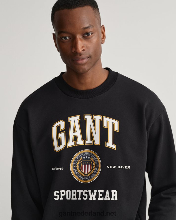 GANT Heren zwart sweatshirt met ronde hals en schild R48460284