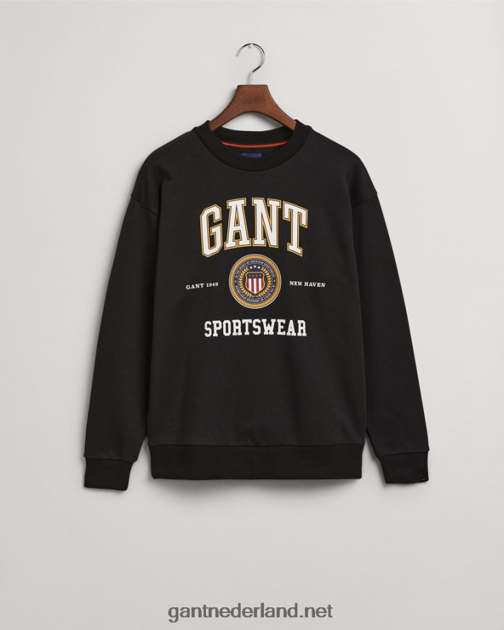 GANT Heren zwart sweatshirt met ronde hals en schild R48460284