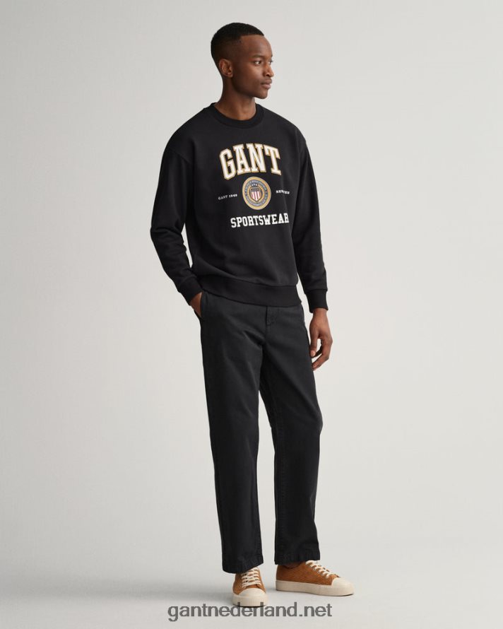 GANT Heren zwart sweatshirt met ronde hals en schild R48460284