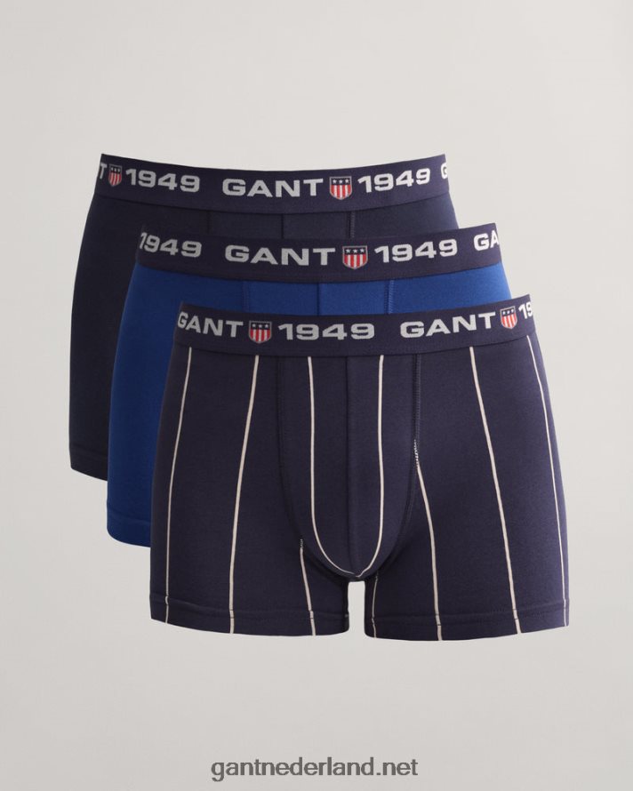 GANT Heren avond blauw Set van 3 boxershorts met brede strepen R48460542