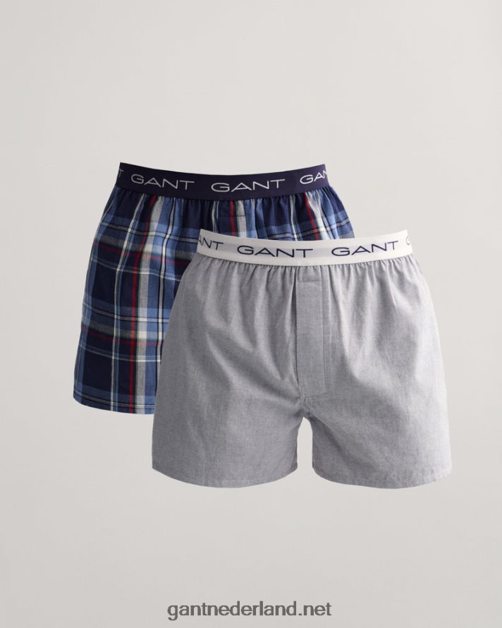 GANT Heren waterval blauw Set van 2 geweven boxershorts met logo R48460554