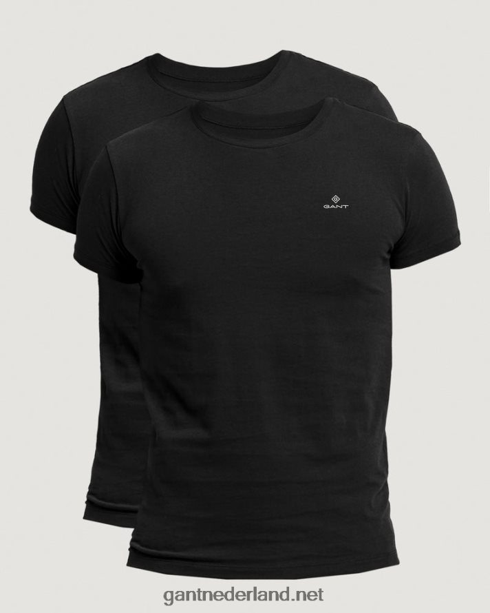 GANT Heren zwart 2-pack T-shirts met ronde hals R48460555