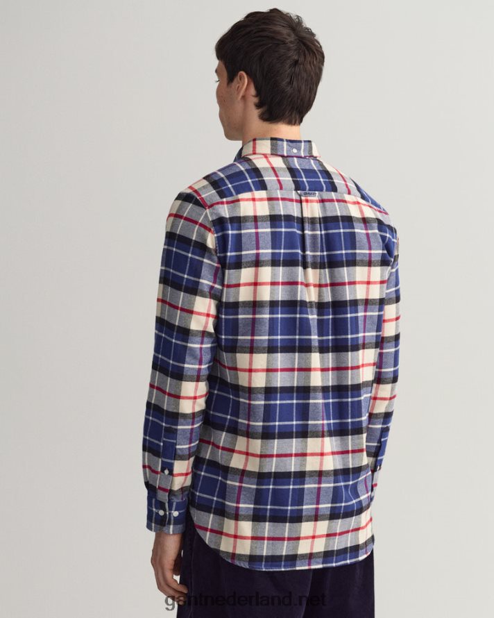 GANT Heren Diepblauw Flanel tartan overhemd met normale pasvorm R484605