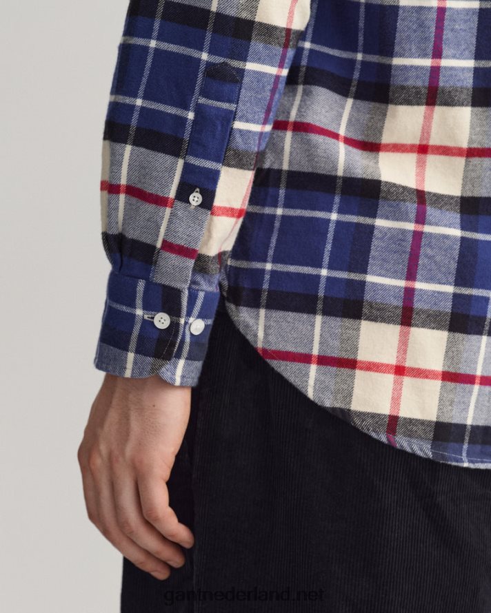 GANT Heren Diepblauw Flanel tartan overhemd met normale pasvorm R484605