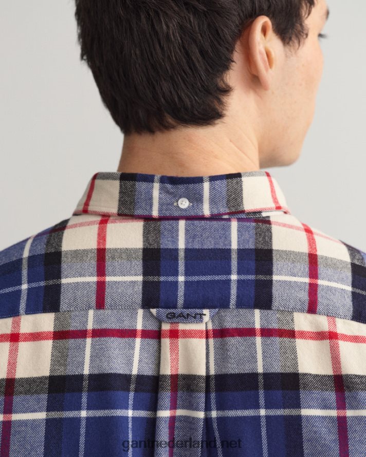 GANT Heren Diepblauw Flanel tartan overhemd met normale pasvorm R484605