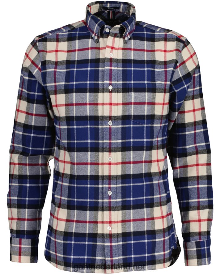 GANT Heren Diepblauw Flanel tartan overhemd met normale pasvorm R484605