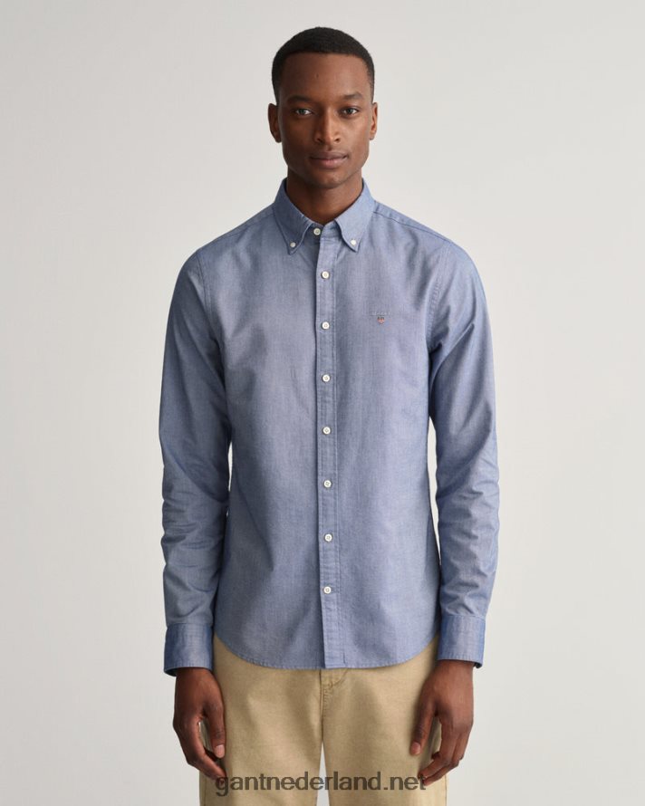 GANT Heren Perzisch blauw slim fit oxford overhemd R4846044