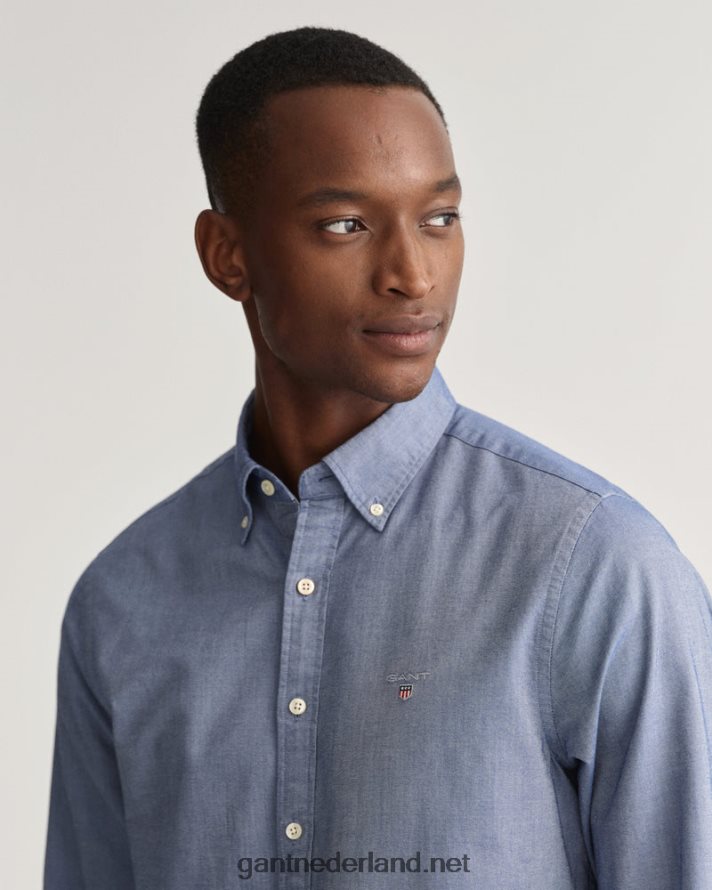 GANT Heren Perzisch blauw slim fit oxford overhemd R4846044