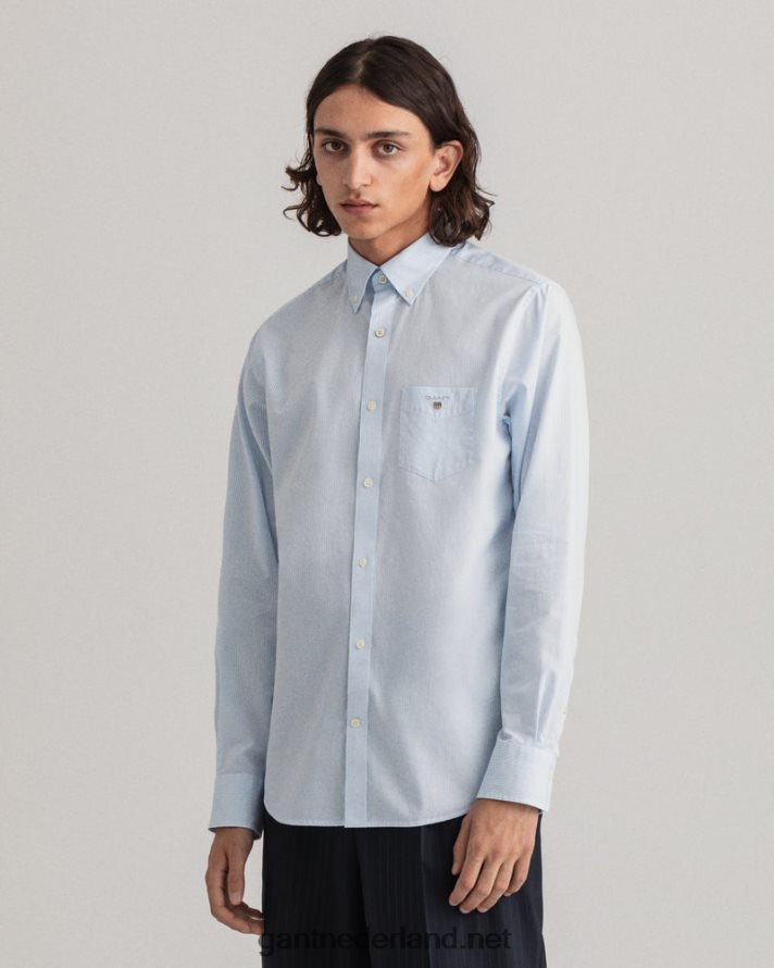 GANT Heren capri blauw Banker popeline overhemd met normale pasvorm R4846041