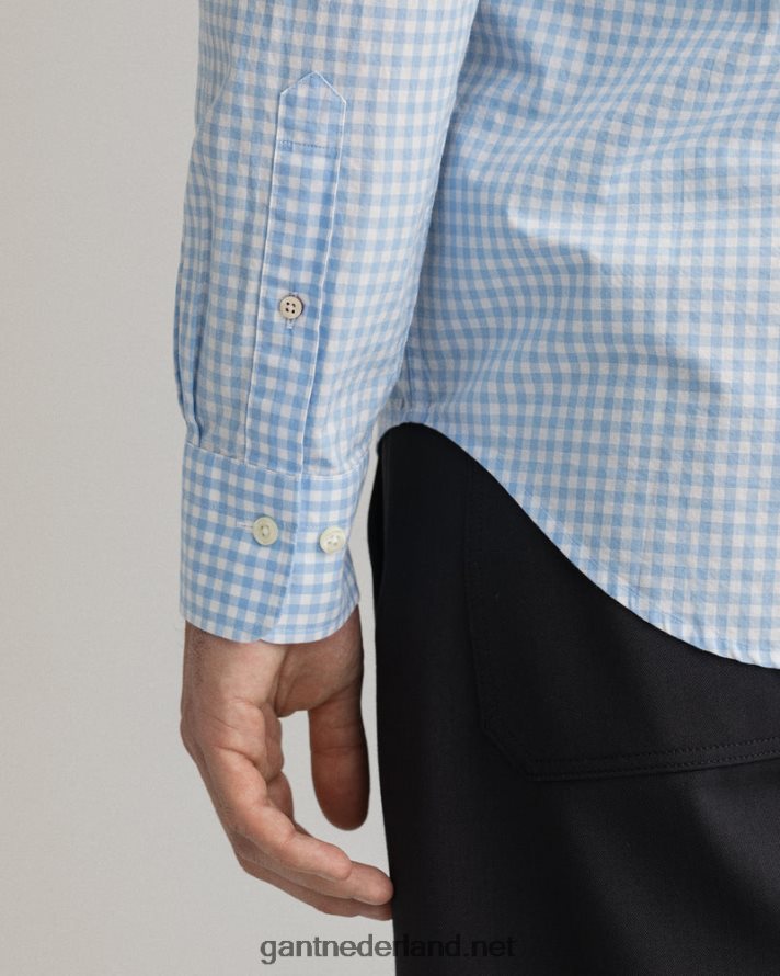 GANT Heren capri blauw overhemd van popeline met normale pasvorm R4846070