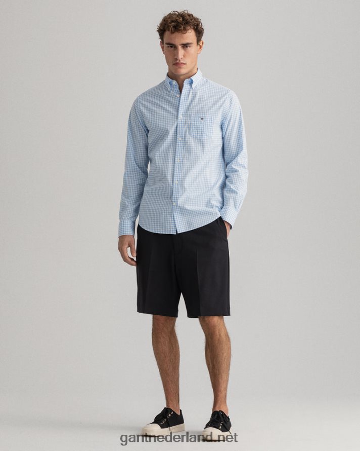 GANT Heren capri blauw overhemd van popeline met normale pasvorm R4846070