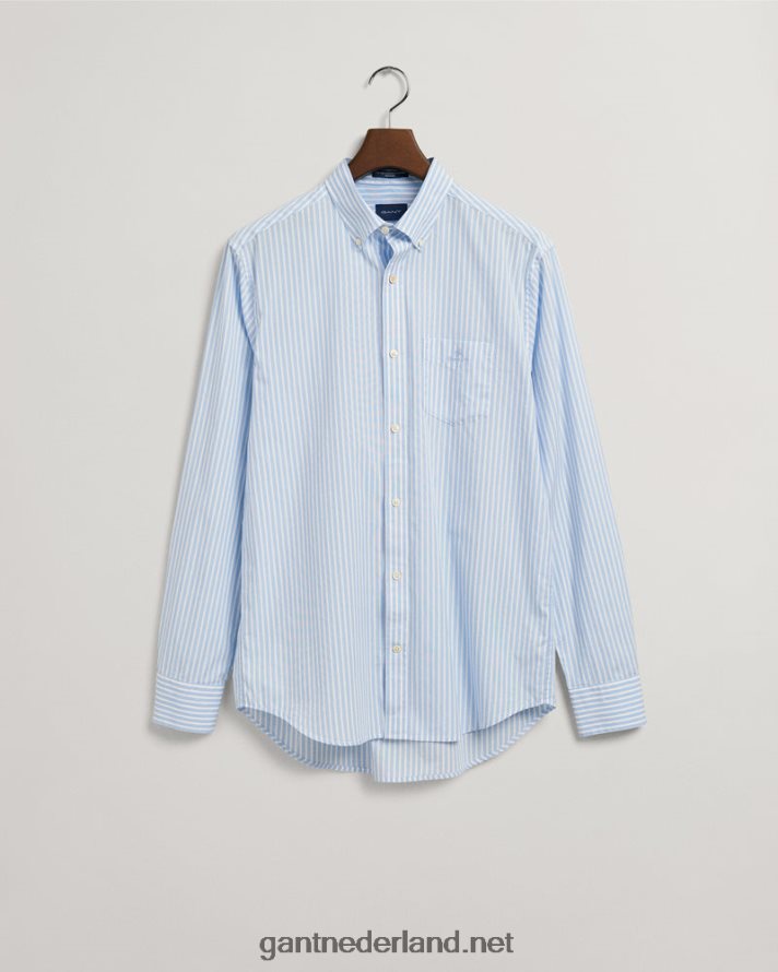GANT Heren capri blauw overhemd van popeline met normale pasvorm en strepen R4846026