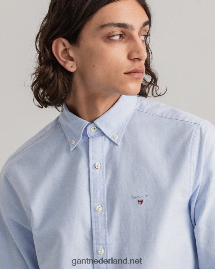 GANT Heren capri blauw slim fit oxford overhemd R4846029