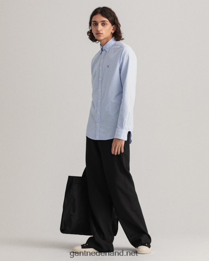 GANT Heren capri blauw slim fit oxford overhemd R4846029