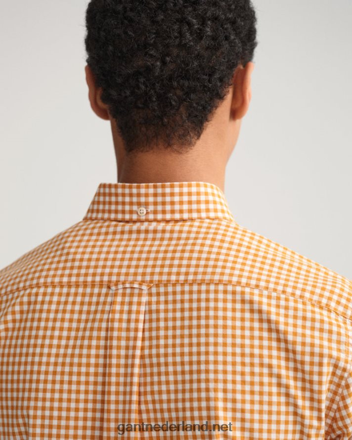 GANT Heren dk mosterd sinaasappel overhemd van popeline met normale pasvorm R4846056