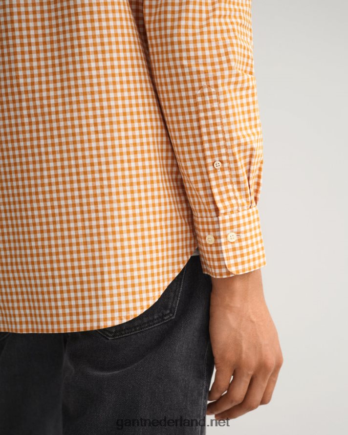 GANT Heren dk mosterd sinaasappel overhemd van popeline met normale pasvorm R4846056