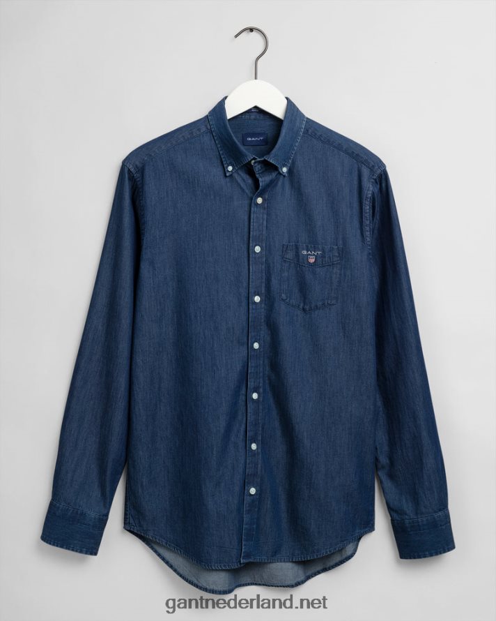 GANT Heren donker indigo indigo overhemd met normale pasvorm R4846033