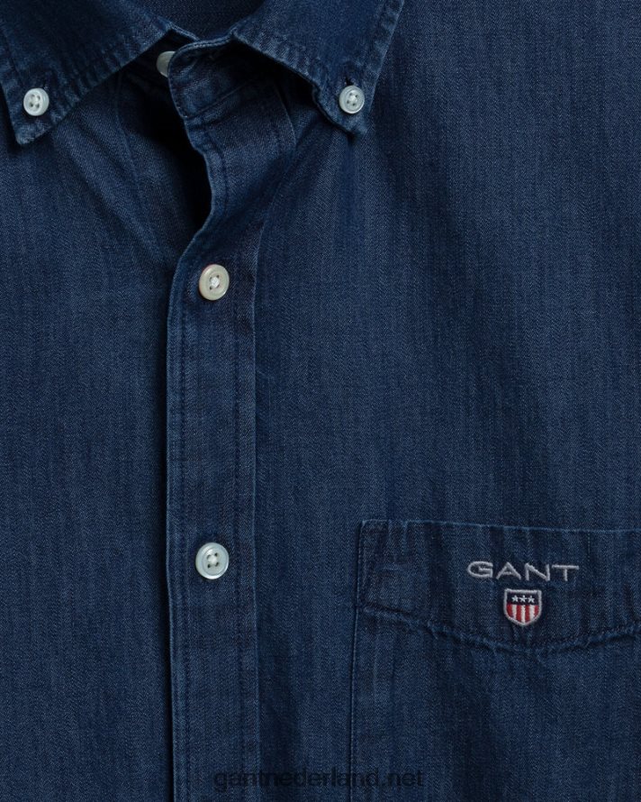 GANT Heren donker indigo indigo overhemd met normale pasvorm R4846033
