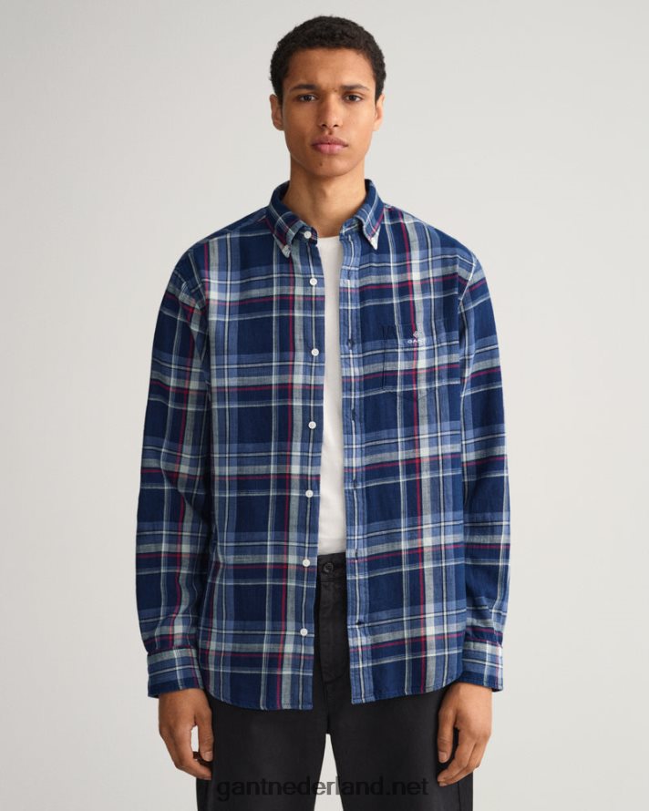 GANT Heren donker indigo regular-fit indigo geruit hemd R4846020