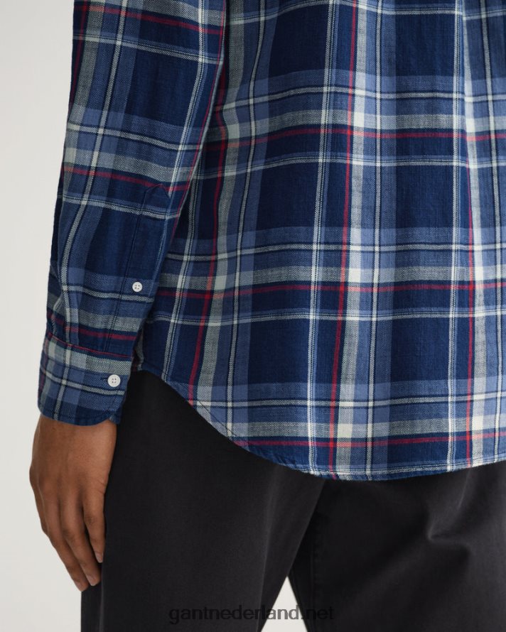 GANT Heren donker indigo regular-fit indigo geruit hemd R4846020
