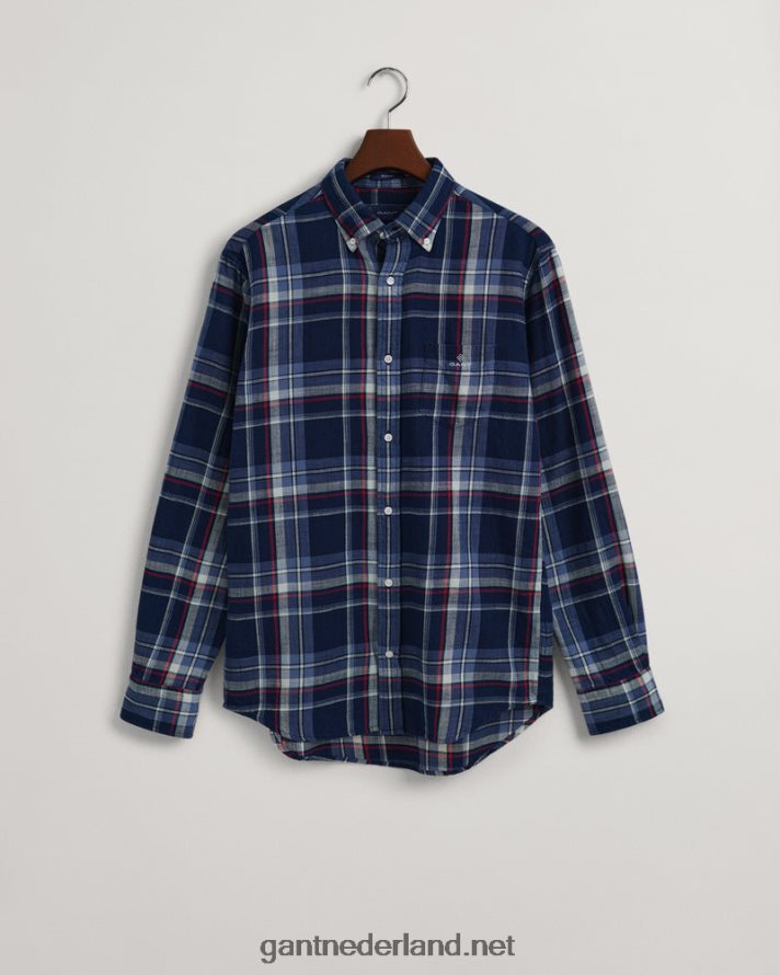 GANT Heren donker indigo regular-fit indigo geruit hemd R4846020